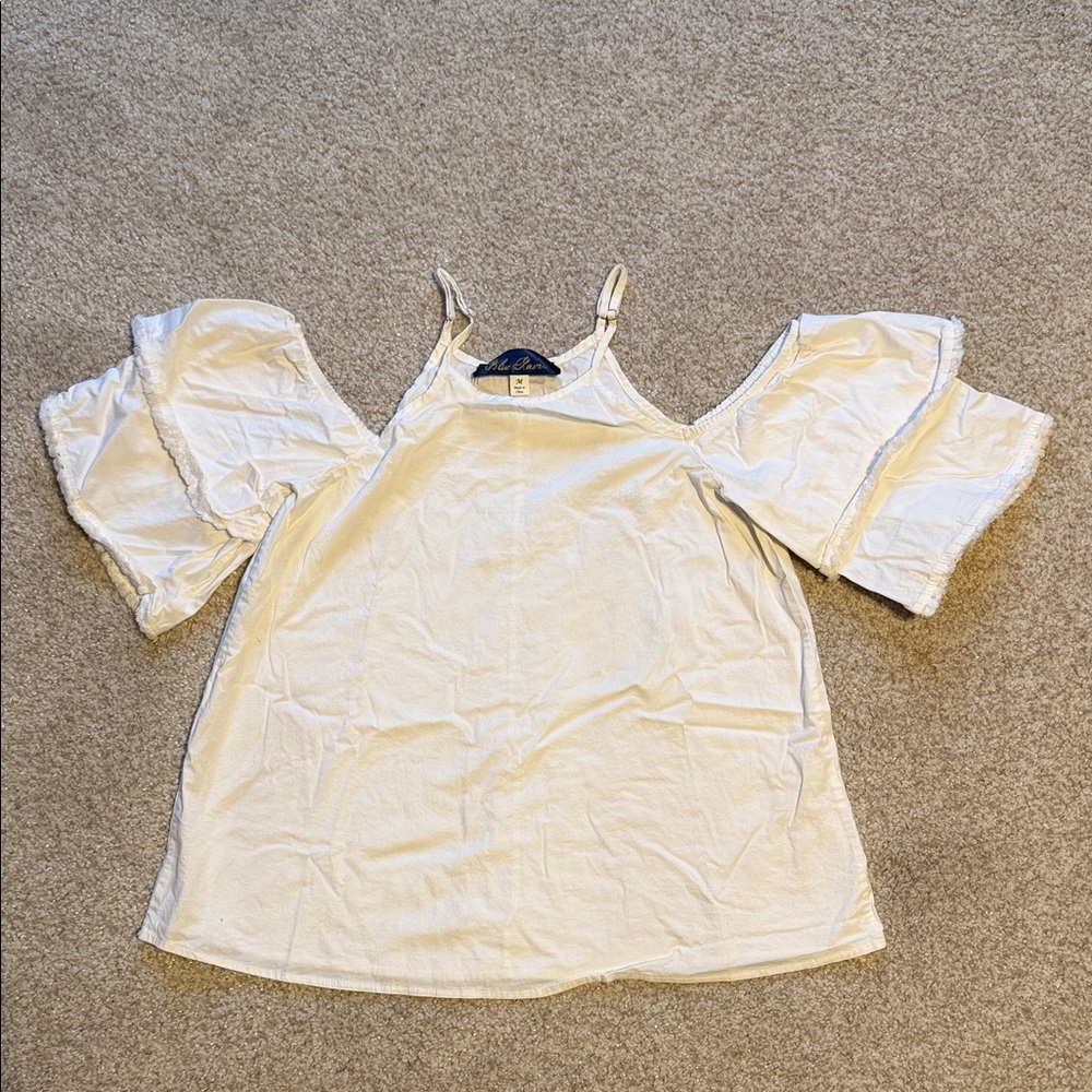 Blue Rain Ivory Cold Shoulder Top